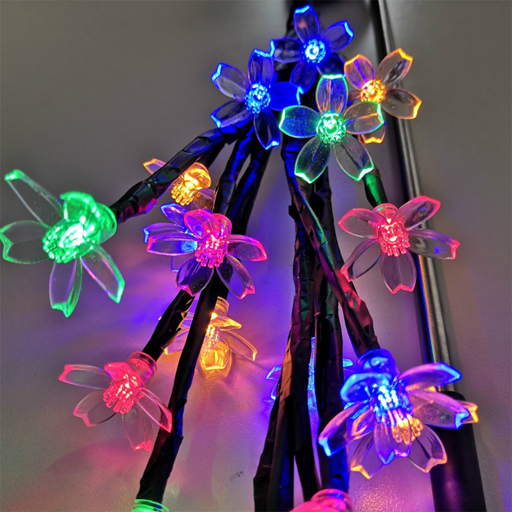 2Pcs Solar LED Flower Tree Light RGB Lamp