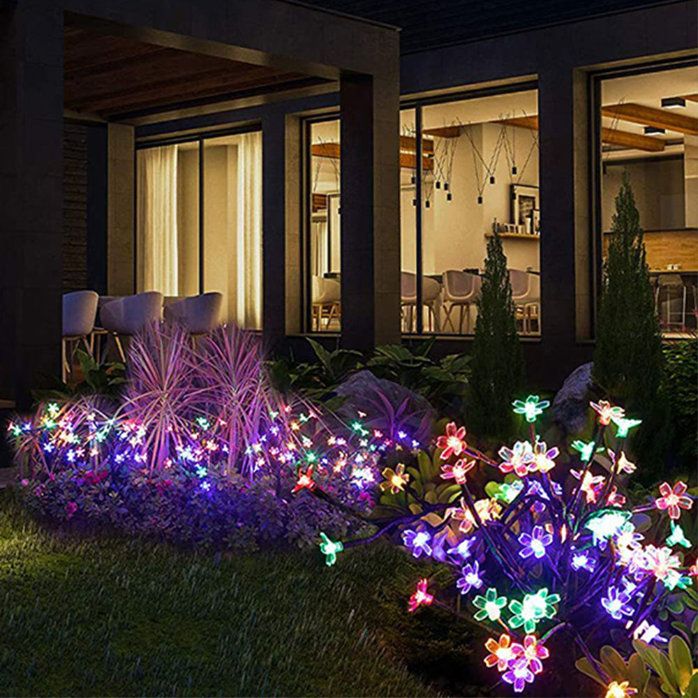 2Pcs Solar LED Flower Tree Light RGB Lamp