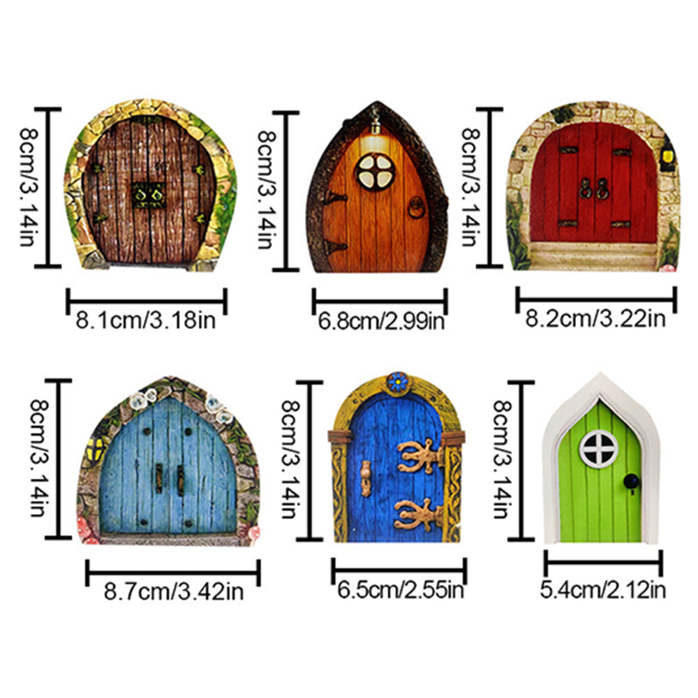 Set of 6Pcs Miniature Fairy Door for Tree Decor Sculpture Style 1