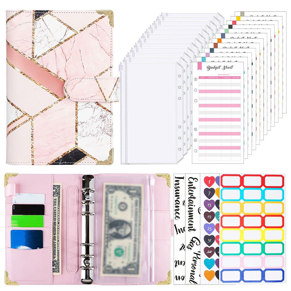 A6 Budget Binder Cash Planner System Organizer with Money Budget Envelopes Pink