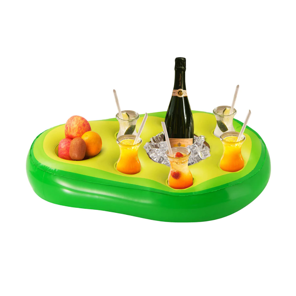 Inflatable Floating Drink Holder 8 Holes Pool Drink Can Holder Green