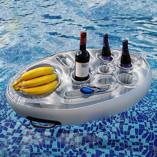 Inflatable Floating Drink Holder 8 Holes Pool Drink Can Holder Grey