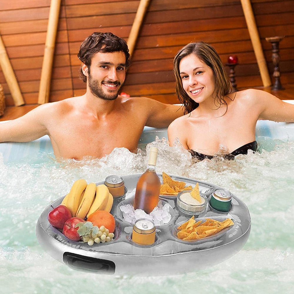 Inflatable Floating Drink Holder 8 Holes Pool Drink Can Holder Grey