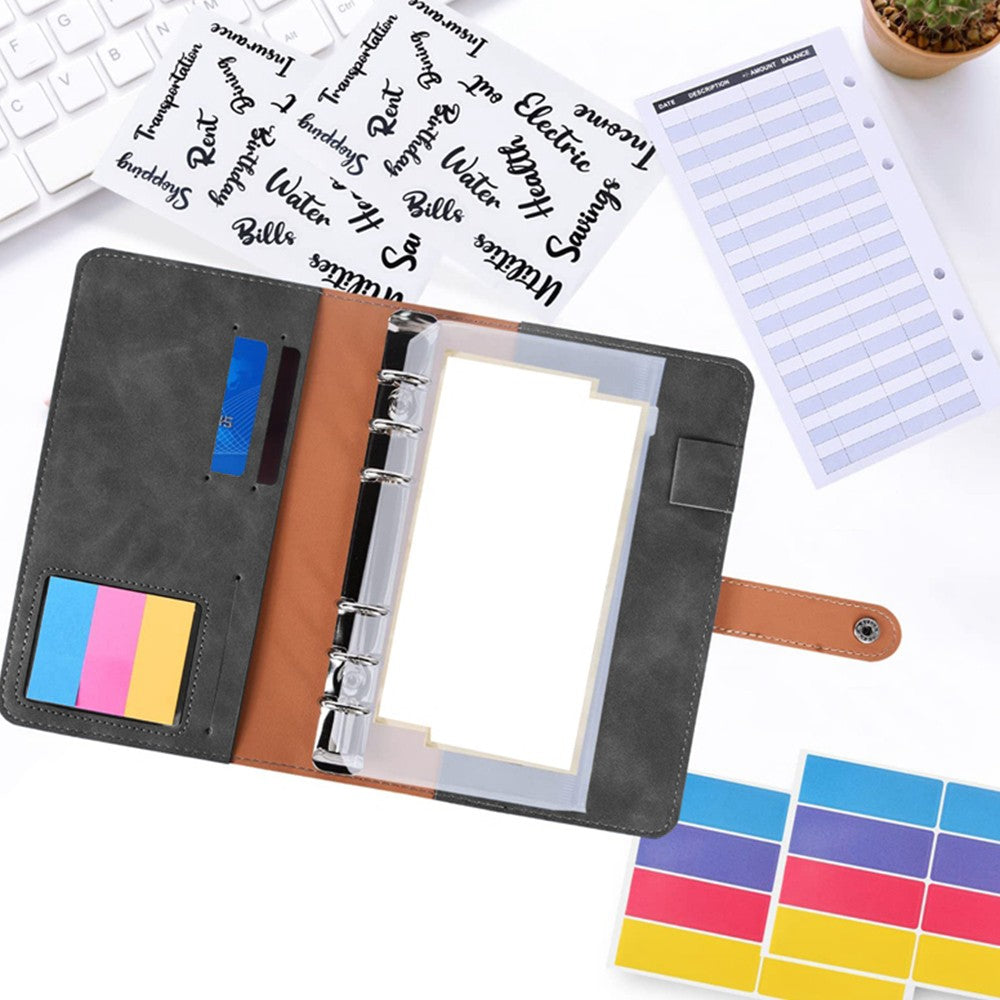 A6 Budget Binder Cash Planner System Organizer with Money Budget Envelopes Grey