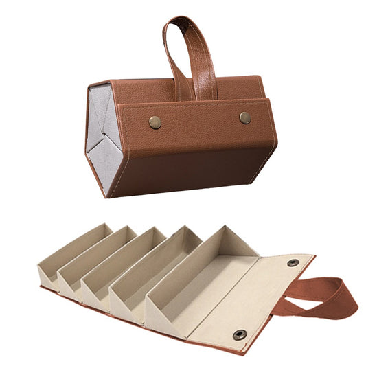 5 Slots Travel Sunglasses Organizer Case Glasses Storage Box Hanging Eyewear Holder Brown