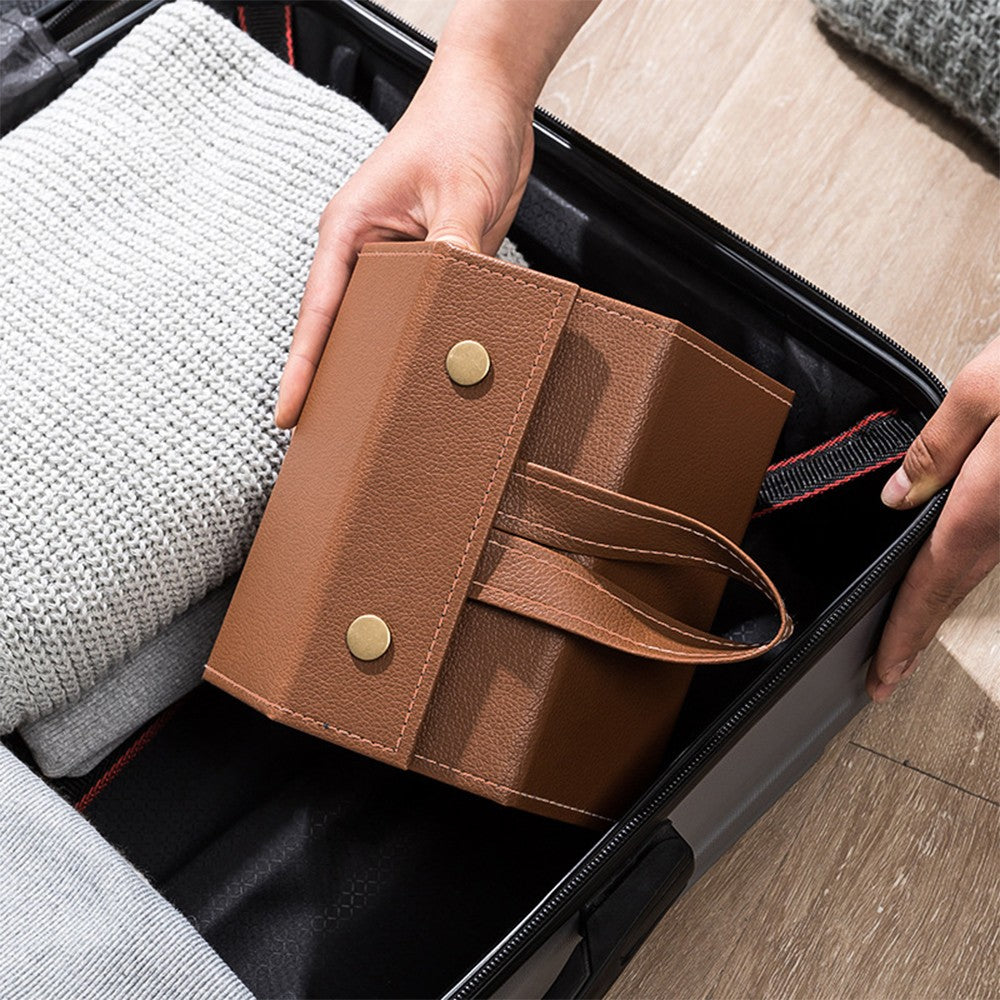 5 Slots Travel Sunglasses Organizer Case Glasses Storage Box Hanging Eyewear Holder Brown