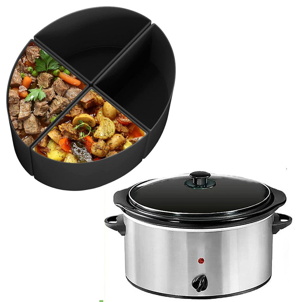 4 In 1 Silicone Slow Cooker Divider Liner for 6 QT Crockpot Reusable Crock Pot Divider Cooking Liner Black