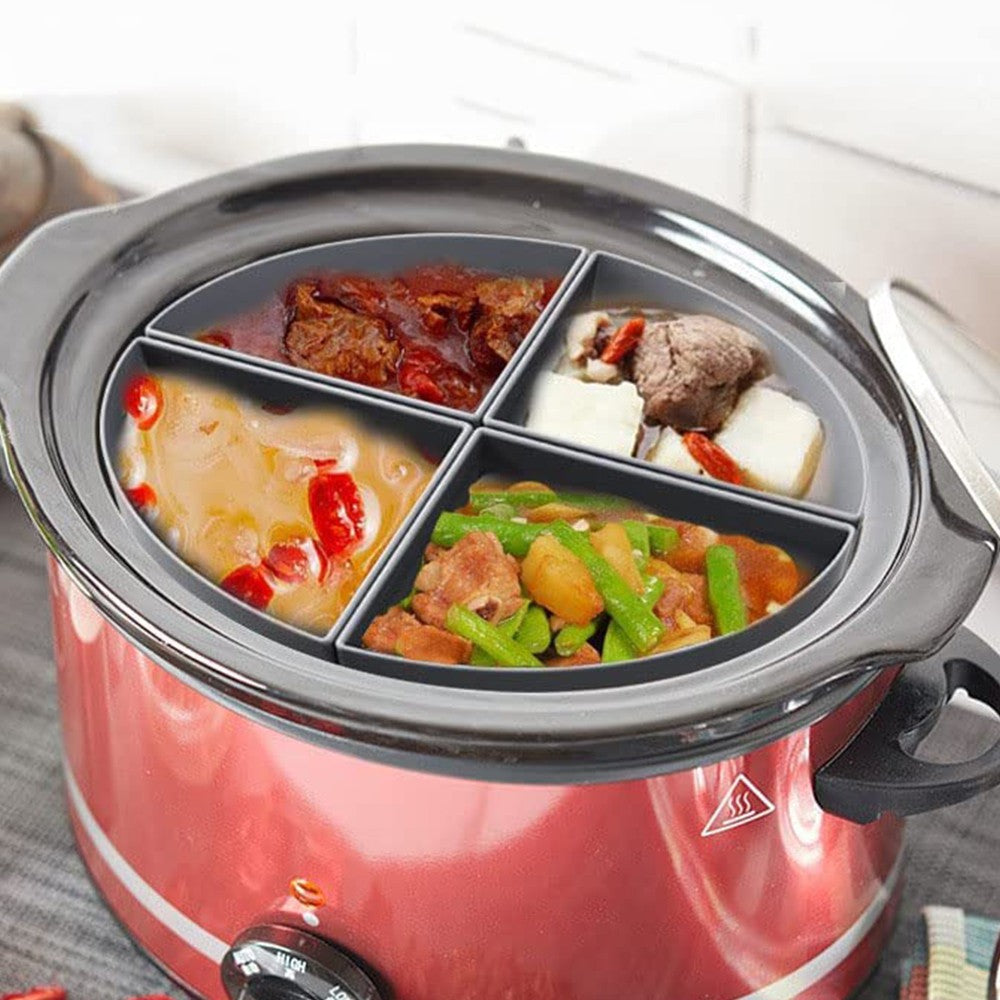 4 In 1 Silicone Slow Cooker Divider Liner for 6 QT Crockpot Reusable Crock Pot Divider Cooking Liner Grey