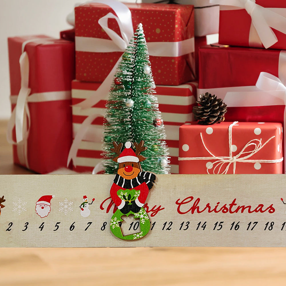 Elk Christmas Advent Calendar Hanging Sign Xmas Decor