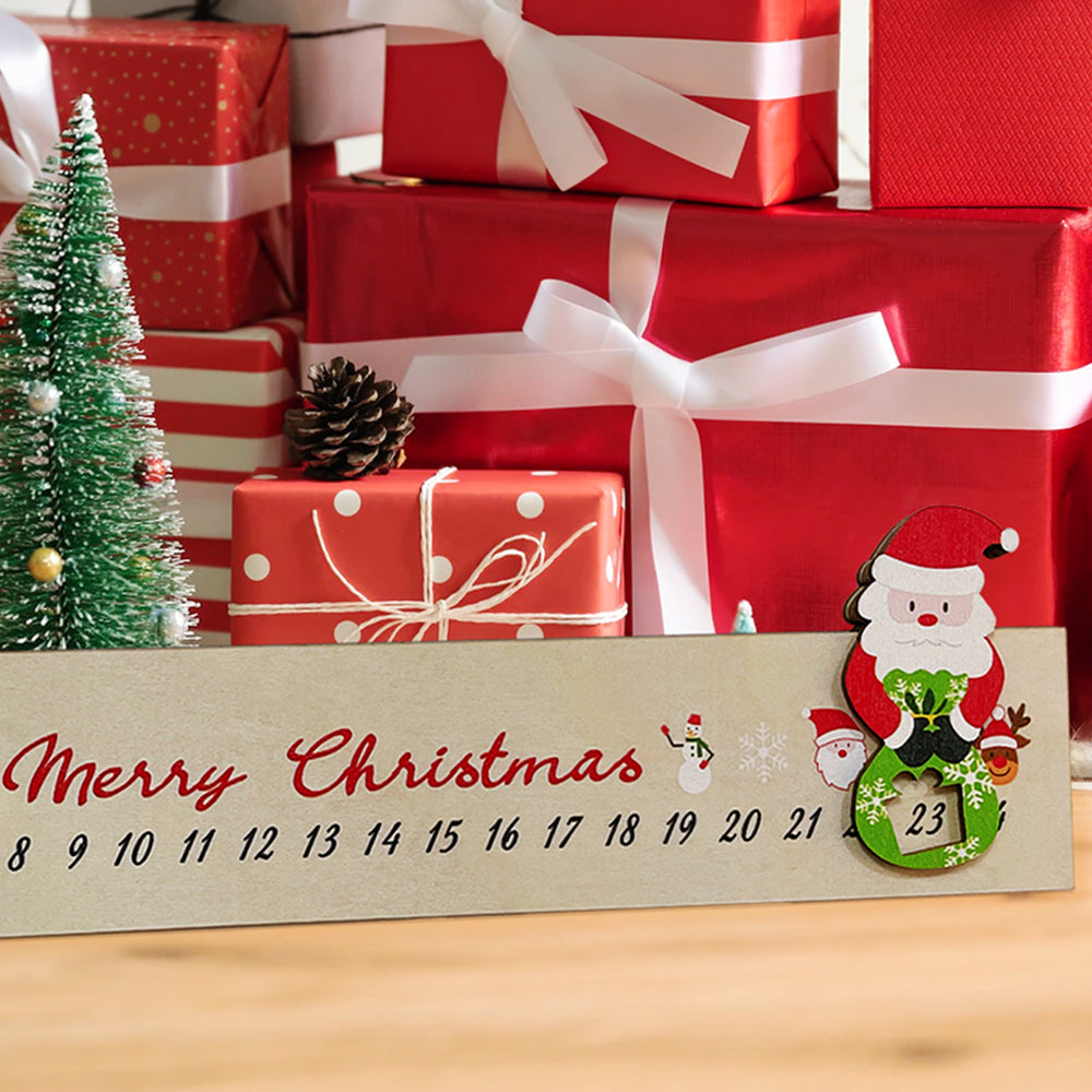 Santa Claus Christmas Advent Calendar Hanging Sign Xmas Decor