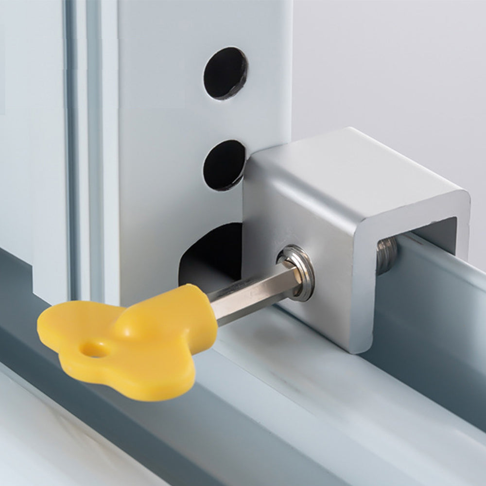 4Pcs Adjustable Sliding Window Door Locks Security Locks with Key