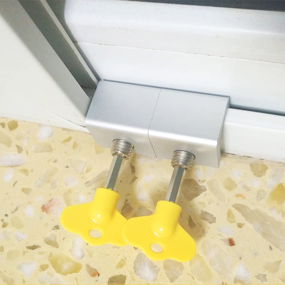 4Pcs Adjustable Sliding Window Door Locks Security Locks with Key