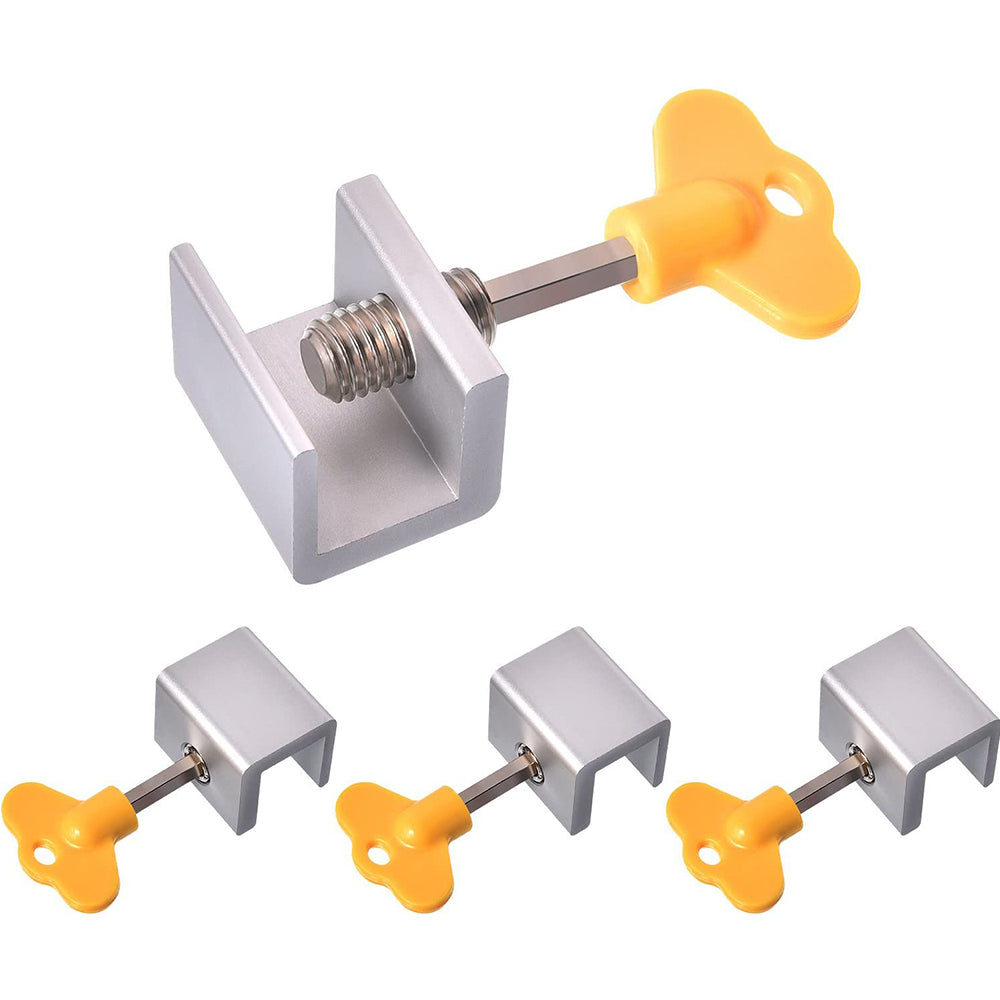 4Pcs Adjustable Sliding Window Door Locks Security Locks with Key