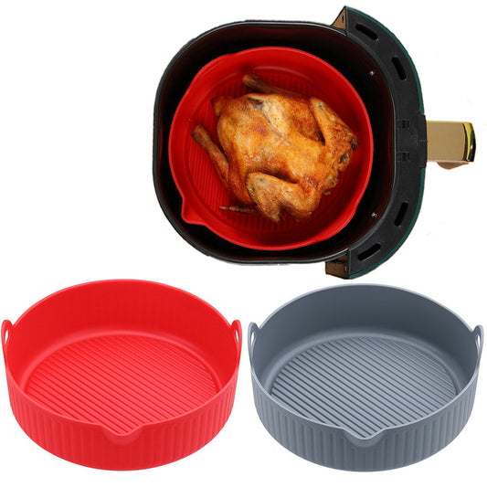 2Pcs Air Fryer Silicone Pot Silicone Liners Red and Grey