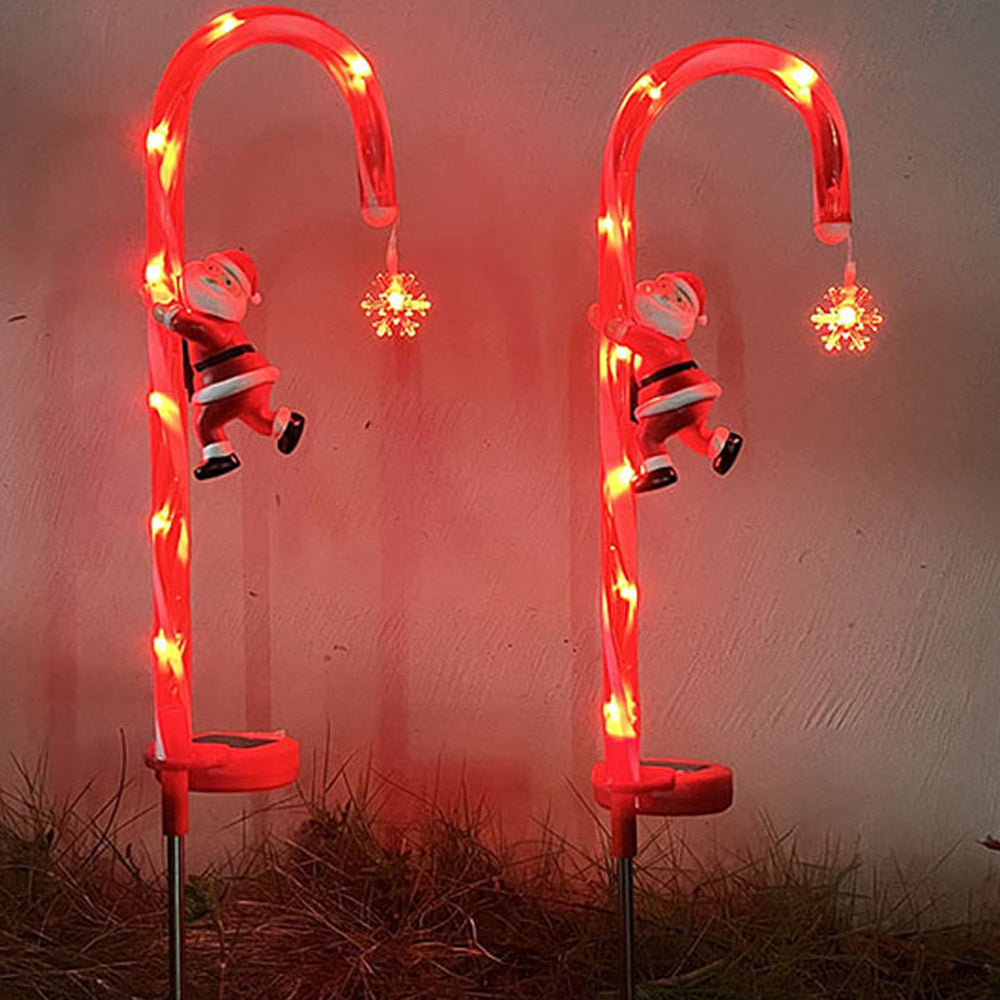 2Pcs Solar Christmas Candy Cane Lights Xmas Decor