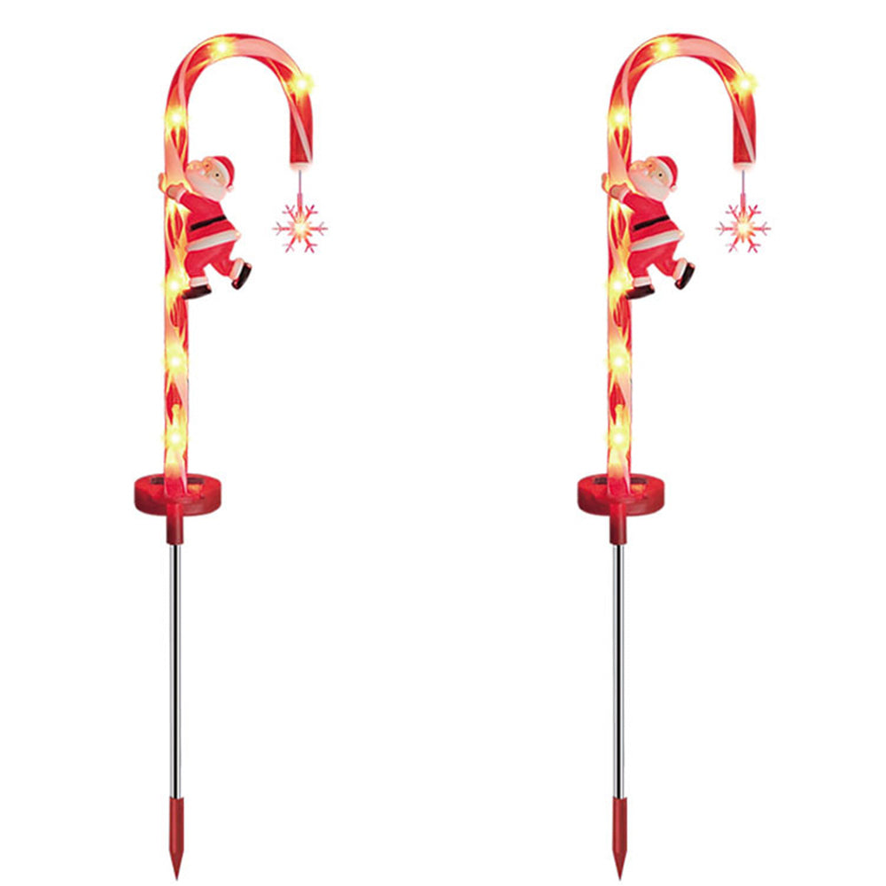 2Pcs Solar Christmas Candy Cane Lights Xmas Decor