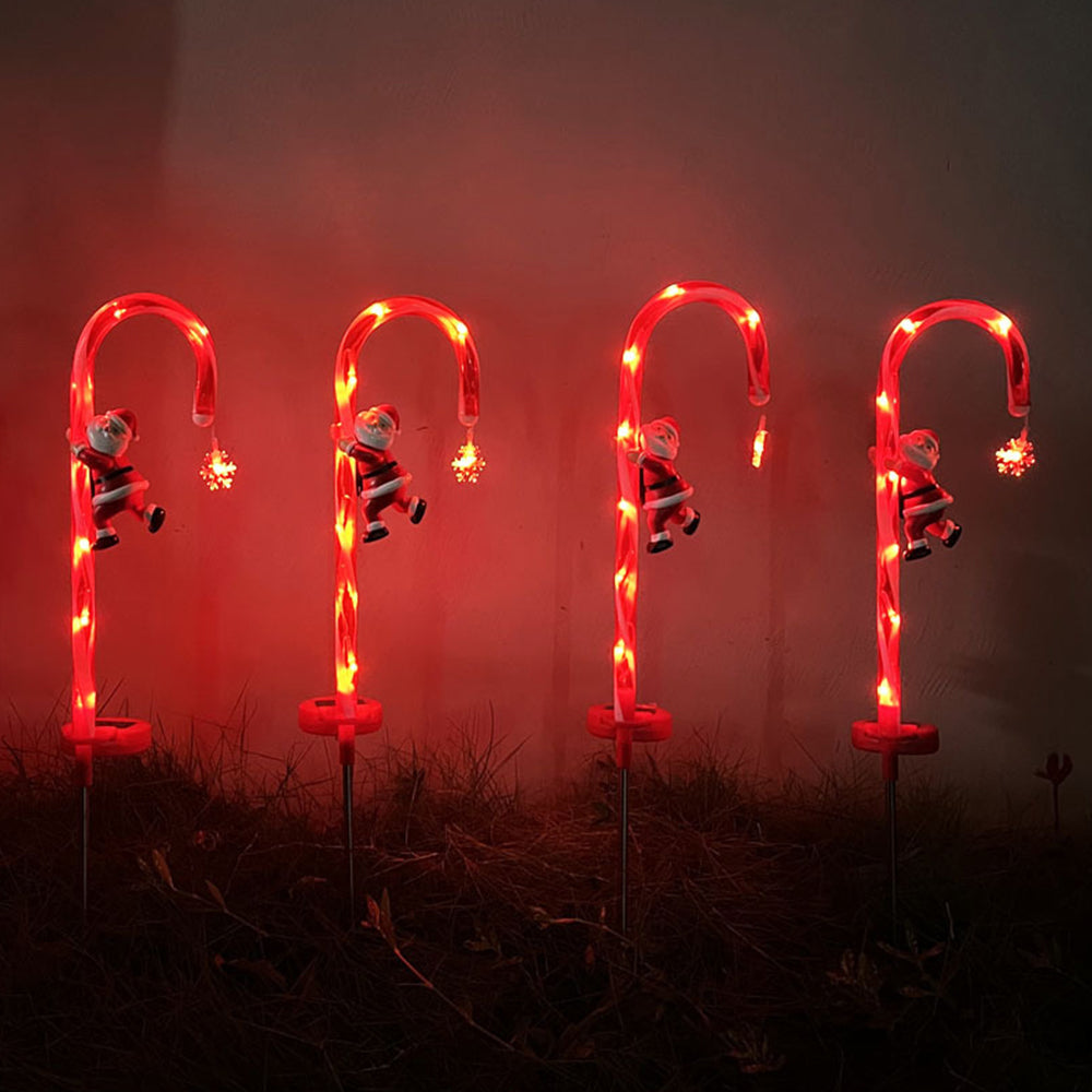 4Pcs Solar Christmas Candy Cane Lights Xmas Decor