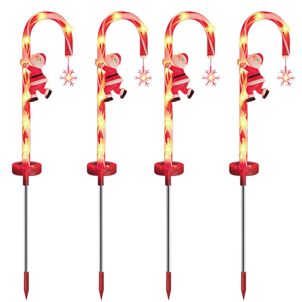 4Pcs Solar Christmas Candy Cane Lights Xmas Decor