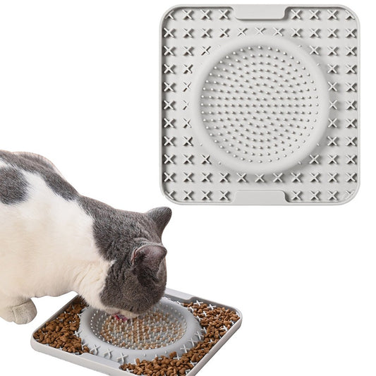 Pet Licking Mat for Dog Cat Pet Slow Feeder Treat Mat Grey