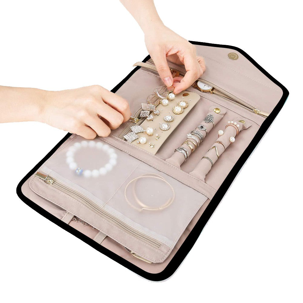 Foldable Travel Jewelry Storage Bag Jewellery Pouch Black
