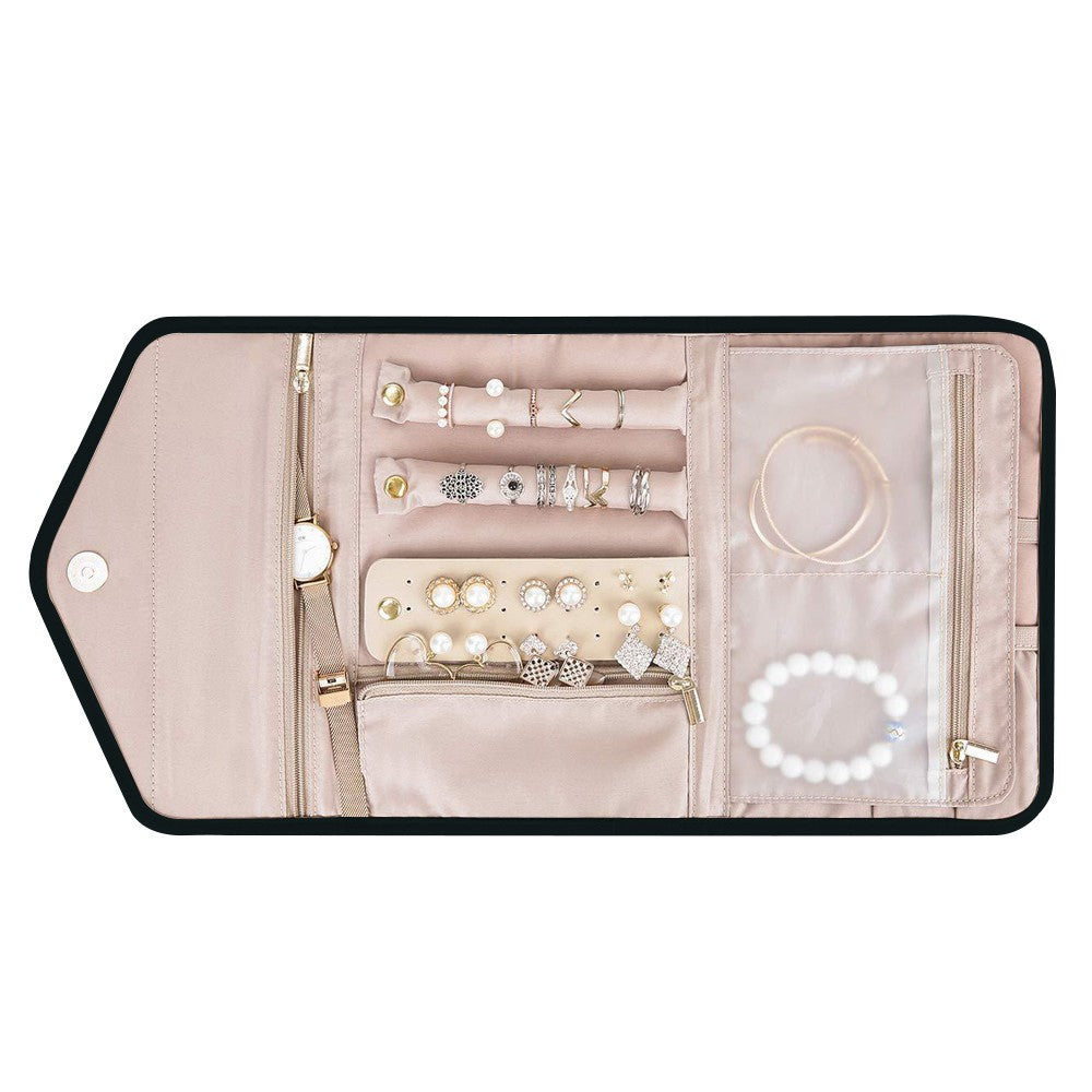 Foldable Travel Jewelry Storage Bag Jewellery Pouch Black