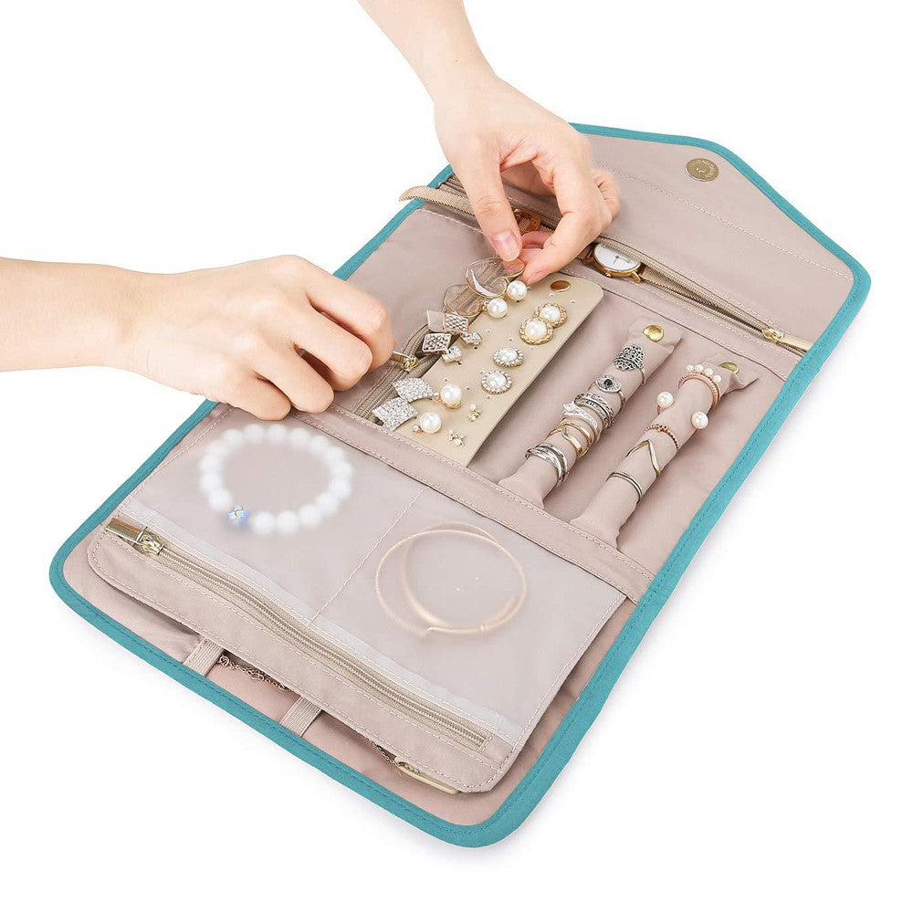 Foldable Travel Jewelry Storage Bag Jewellery Pouch Blue