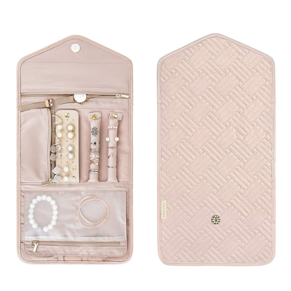 Foldable Travel Jewelry Storage Bag Jewellery Pouch Pink