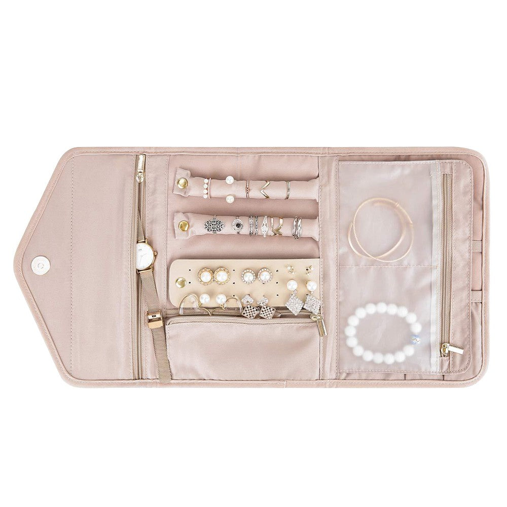 Foldable Travel Jewelry Storage Bag Jewellery Pouch Pink