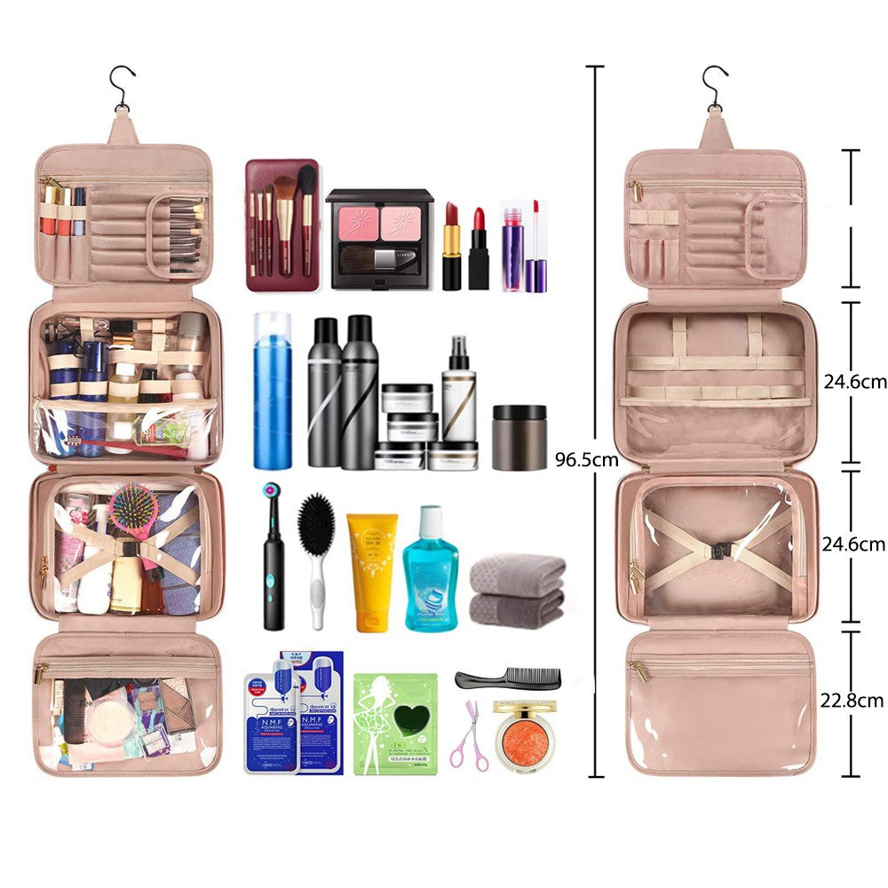 PU Leather Hanging Travel Toiletry Bag Makeup Bag Pink