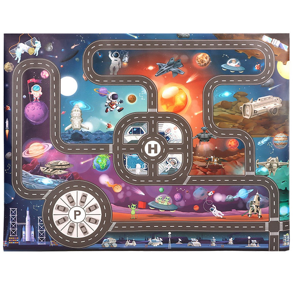 130x100cm Kids Playmat Cars Transport Toy Car Rugs Children Play Mat Kids Carpet Space Astronaut Theme