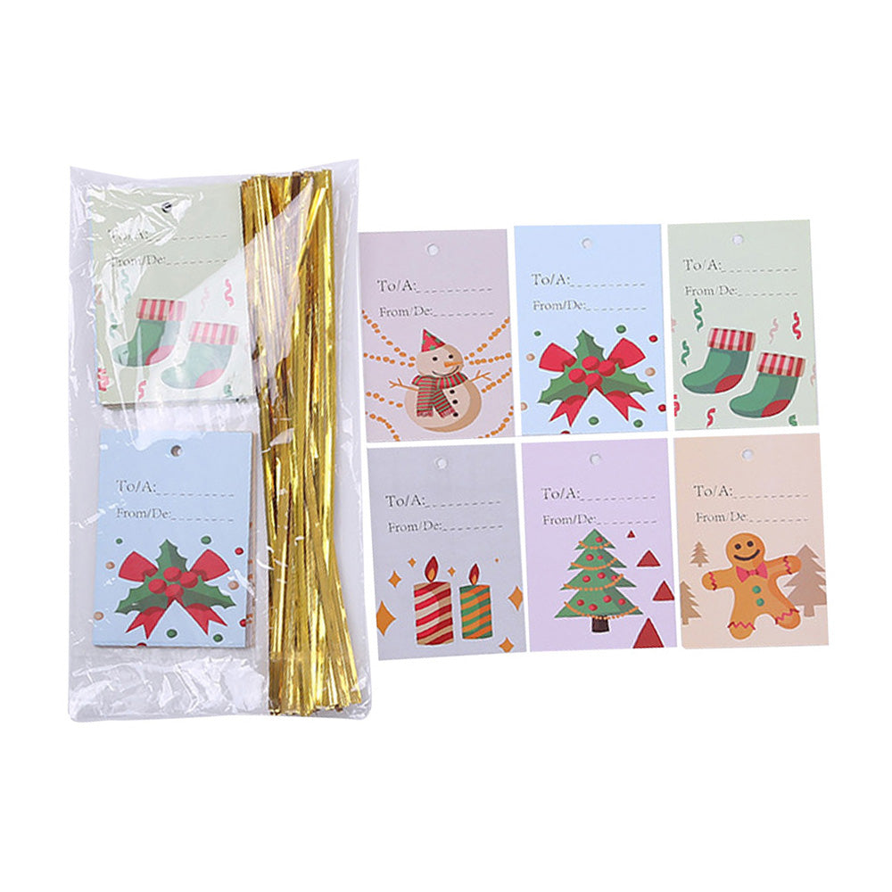 Set of 30Pcs Christmas Candy Bag Cookie Wrapping Pouch with Labels