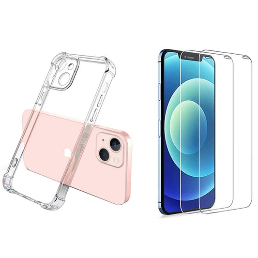 Clear Shockproof Phone Case with 2 Screen Protector Film for iPhone 14