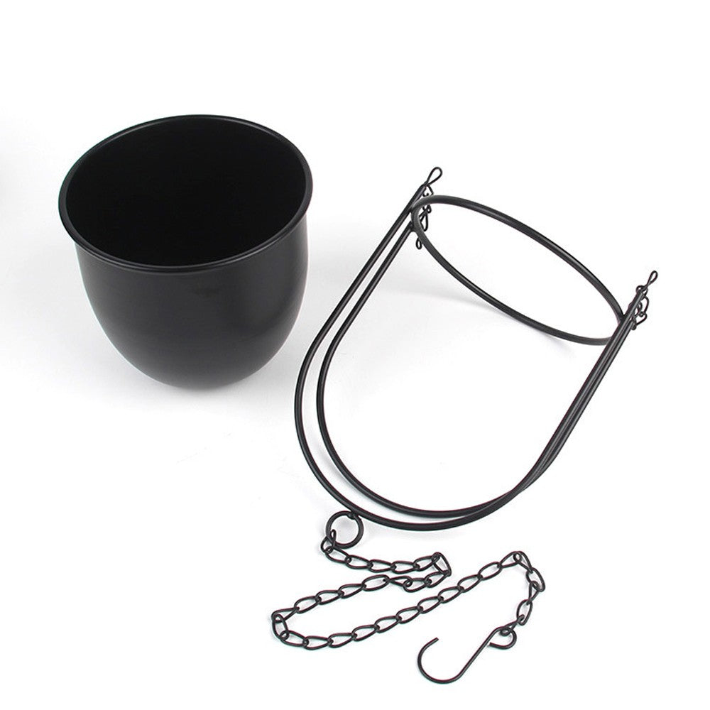 Metal Swinging Flower Pot Planter Hanging Plant Basket Modern Home Decor Black