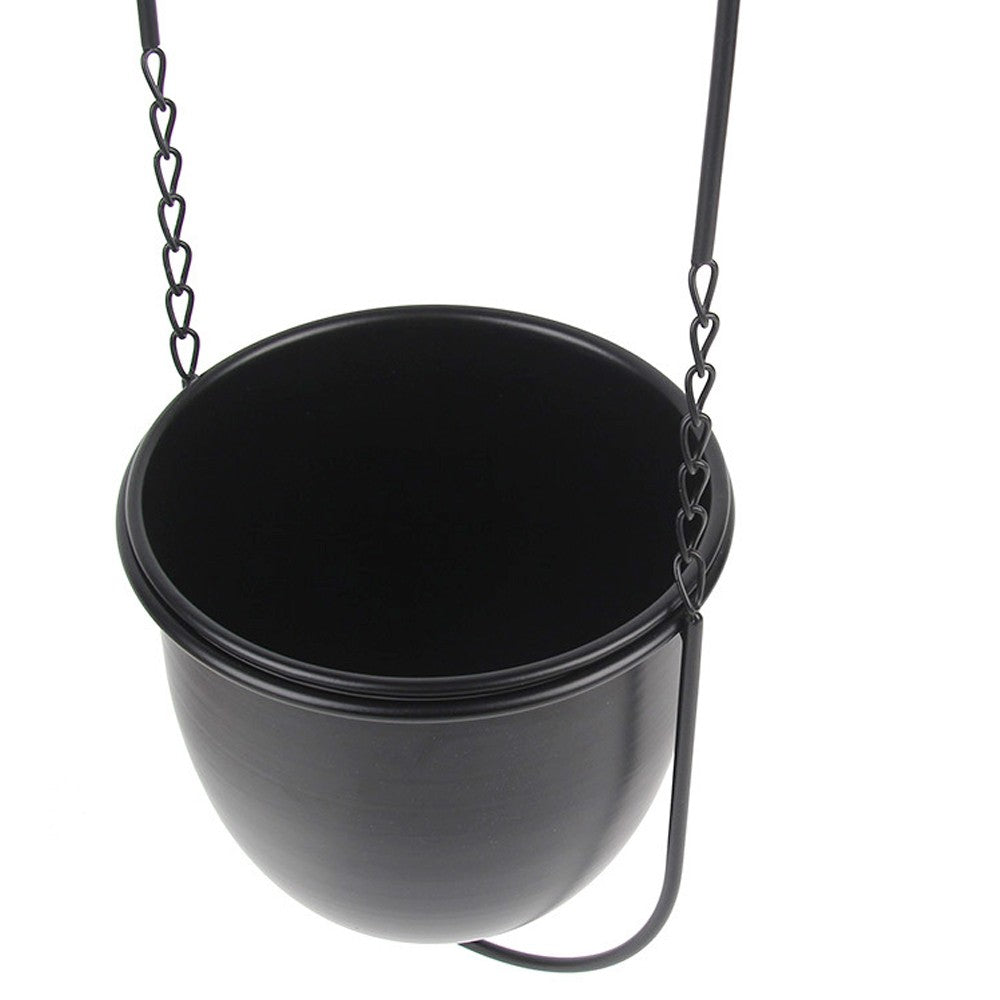 Metal Swinging Flower Pot Planter Hanging Plant Basket Modern Home Decor Black