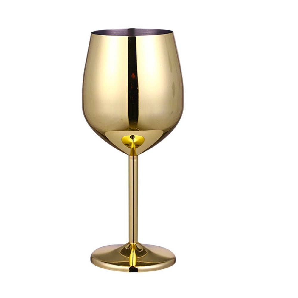 1Pc Stainless Steel Stemmed Wine Glasses Shatterproof Wine Goblets Gold