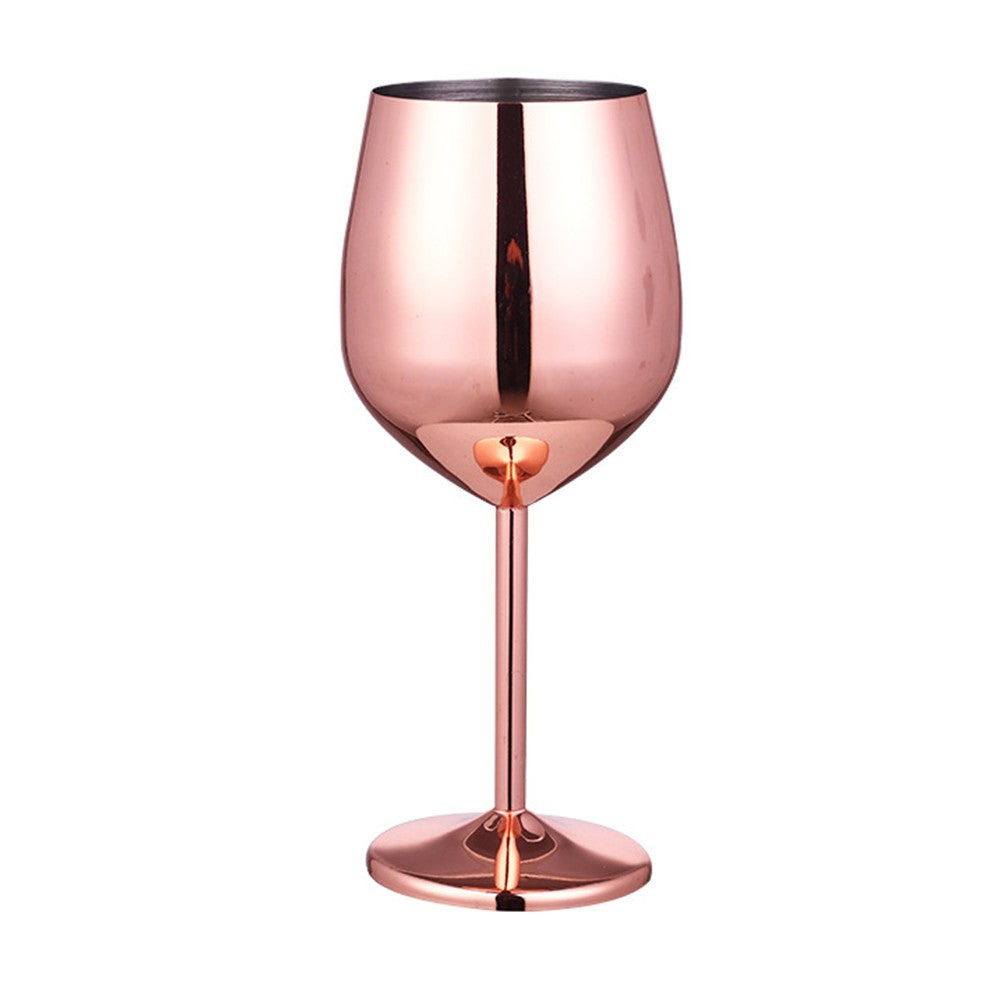 1Pc Stainless Steel Stemmed Wine Glasses Shatterproof Wine Goblets Rose Gold