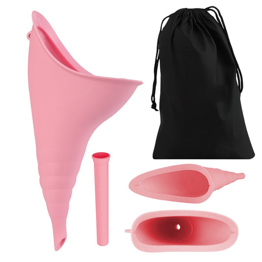 Portable Female Urination Device Womens Urinal Funnel with Storage Bag Pink
