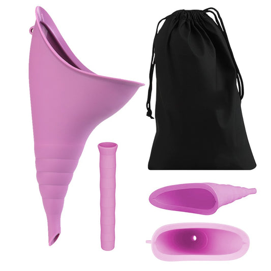 Portable Female Urination Device Womens Urinal Funnel with Storage Bag Purple