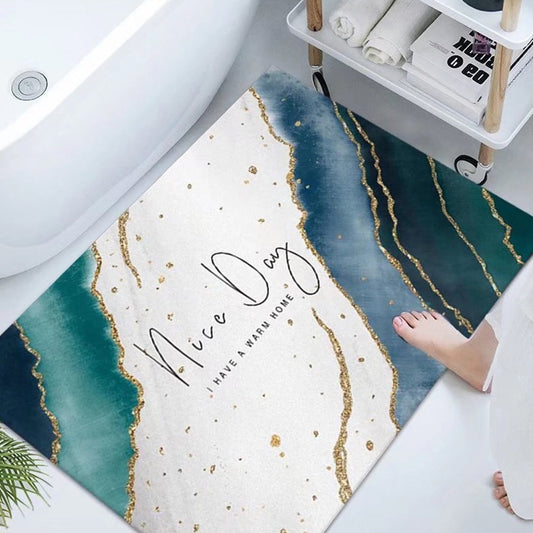 50x80cm Bathroom Floor Mat Absorbent Quick Drying Mat Anti Slip Mat Blue