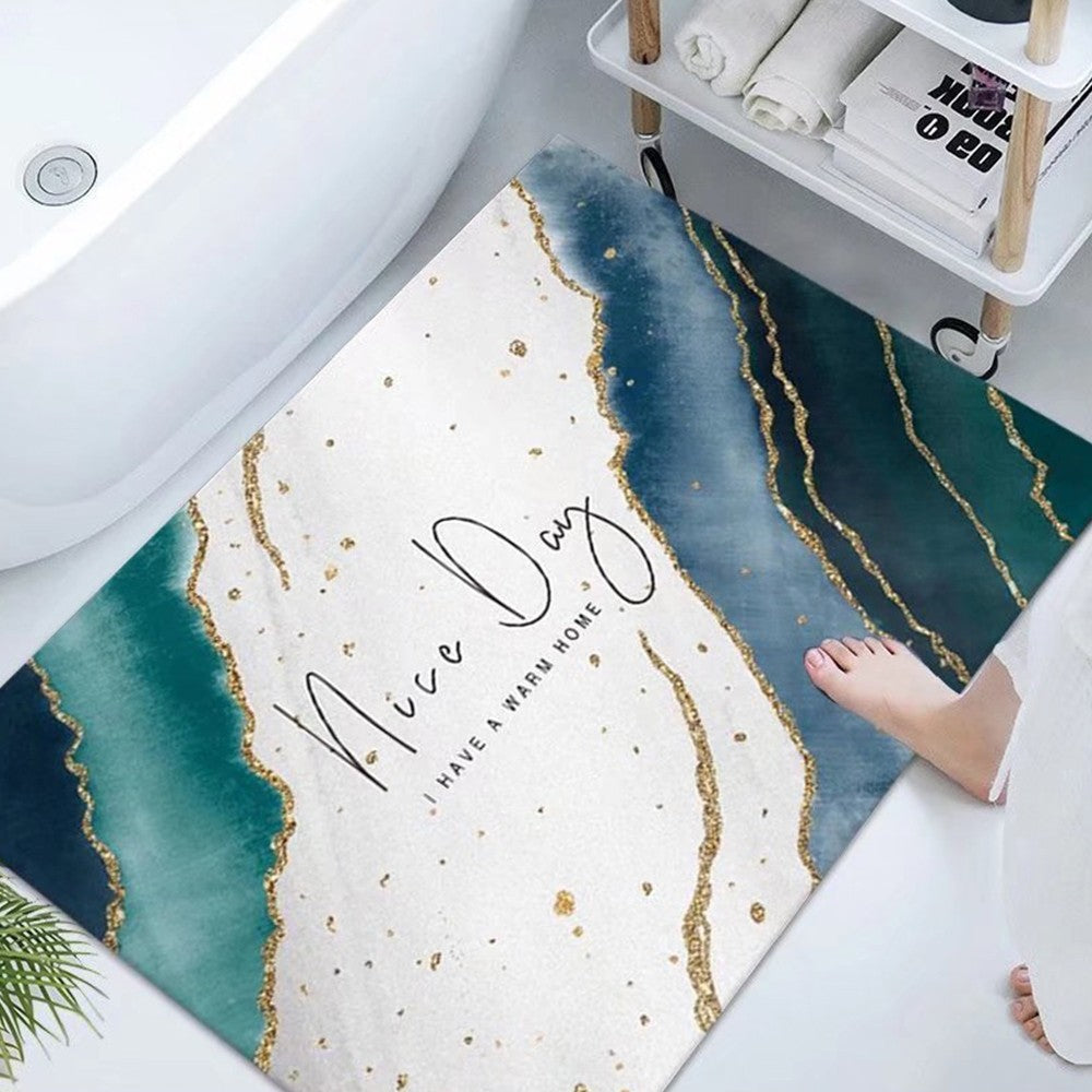 40x60cm Bathroom Floor Mat Absorbent Quick Drying Mat Anti Slip Mat Blue