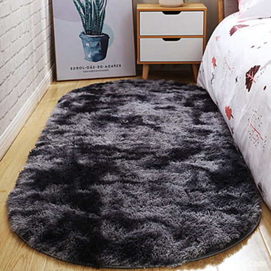 120x160cm Tie Dye Soft Oval Fluffy Plush Area Rug Bedroom Carpet Dark Grey