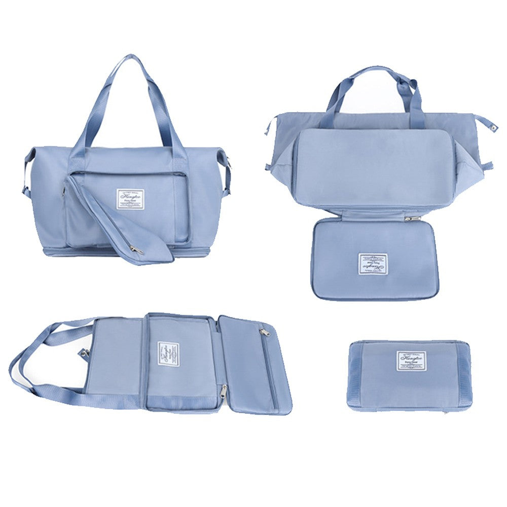 Portable Collapsible Duffel Bag Travel Bag Water Resistant Toiletry Bag Blue