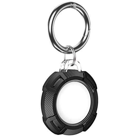 Carbon Fiber Protective Cover Shockproof Case with Key Ring for AirTag Black