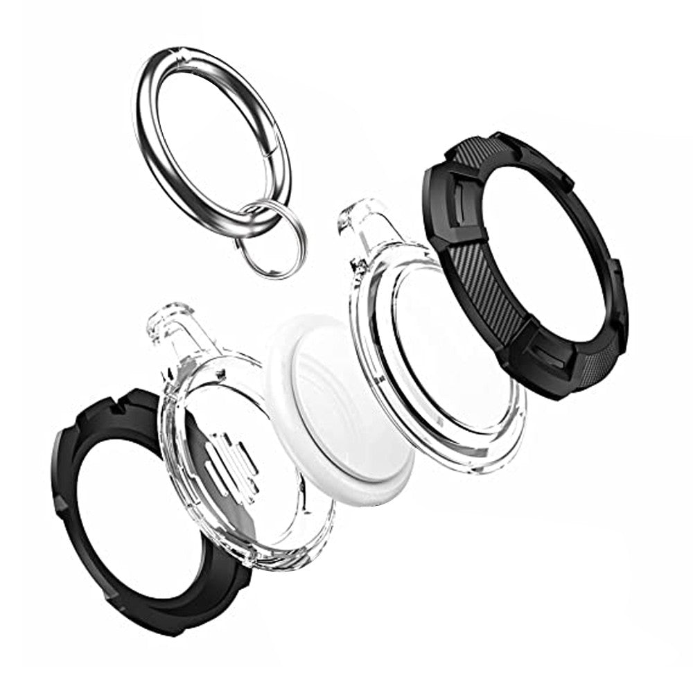 Carbon Fiber Protective Cover Shockproof Case with Key Ring for AirTag Black
