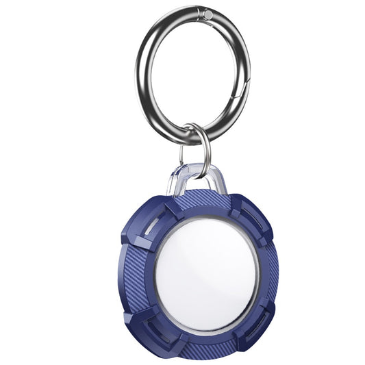 Carbon Fiber Protective Cover Shockproof Case with Key Ring for AirTag Blue