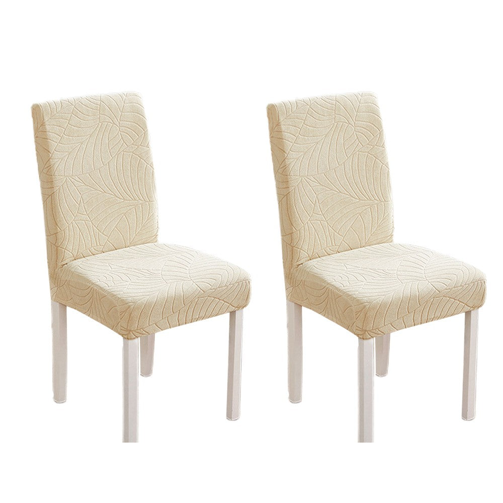 2X Stretch Dining Chair Cover Water Resistant Elastic Chair Slipcover Beige