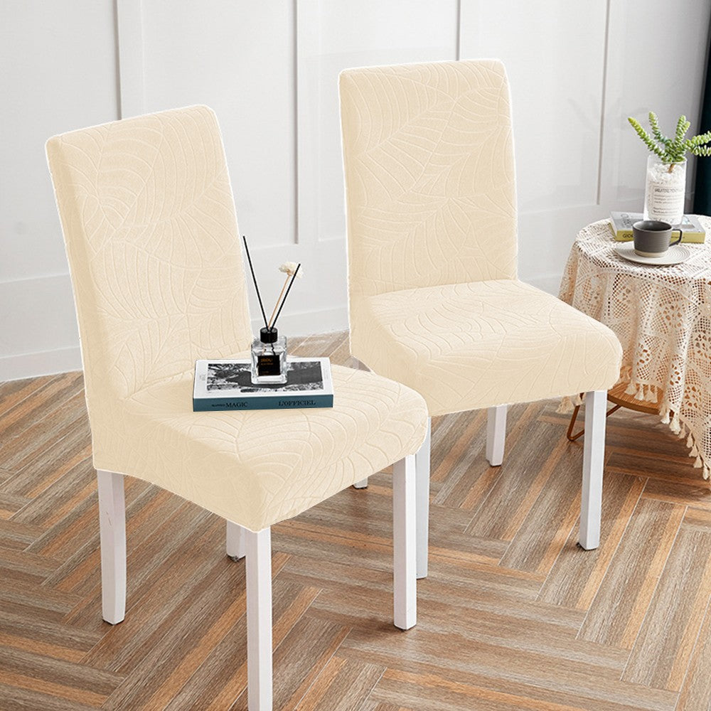 2X Stretch Dining Chair Cover Water Resistant Elastic Chair Slipcover Beige