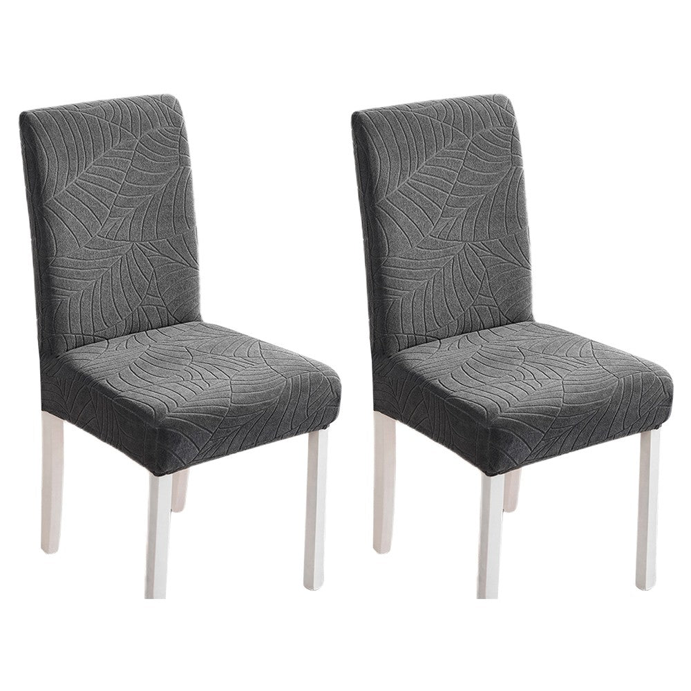 2X Stretch Dining Chair Cover Water Resistant Elastic Chair Slipcover Dark Grey