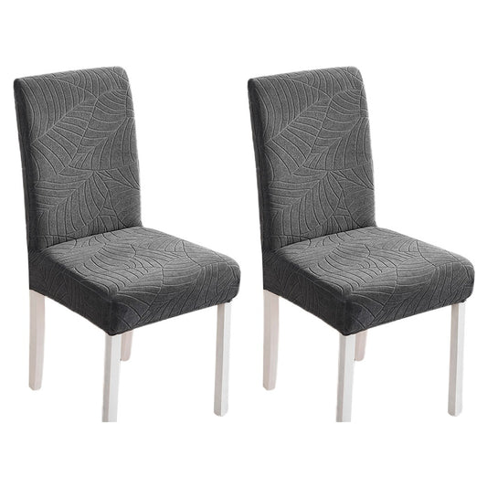 2X Stretch Dining Chair Cover Water Resistant Elastic Chair Slipcover Dark Grey