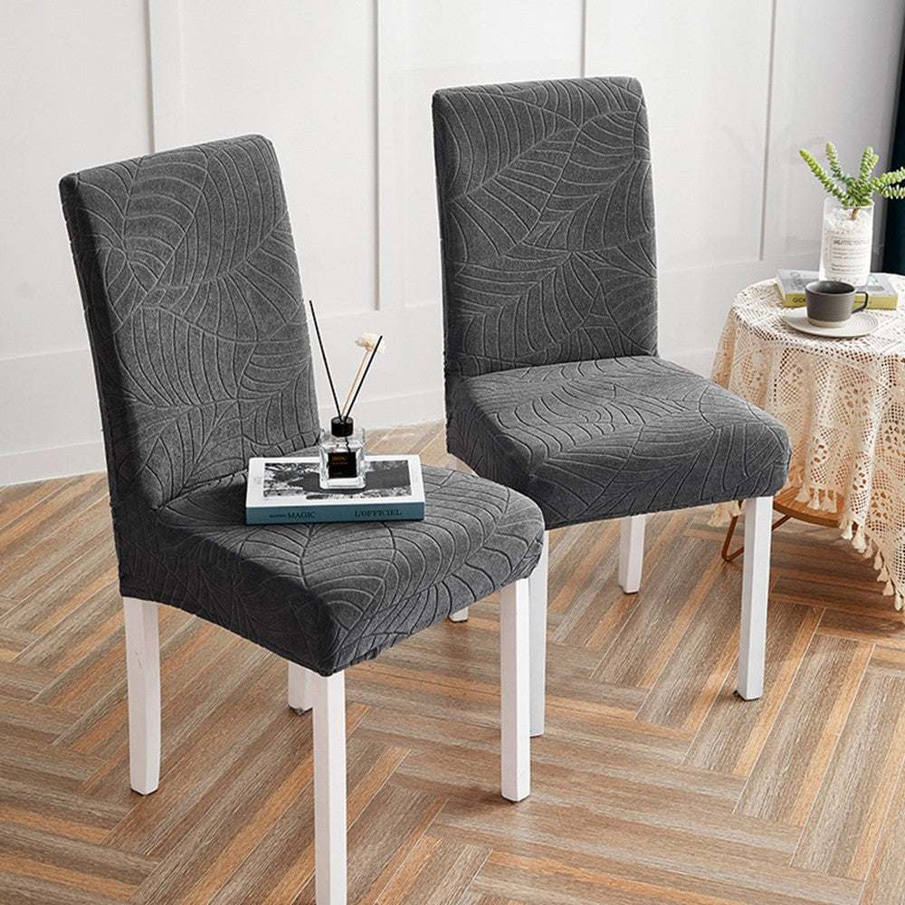 2X Stretch Dining Chair Cover Water Resistant Elastic Chair Slipcover Dark Grey